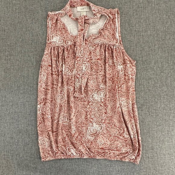 Ann Taylor LOFT Women's Sleeveless Top Neck Tie‎ Elastic Waist XSP Lightweight - Picture 1 of 11